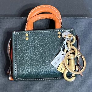 Coach Mini Rogue Bag Charm Amazon Green/Multi Colorblock